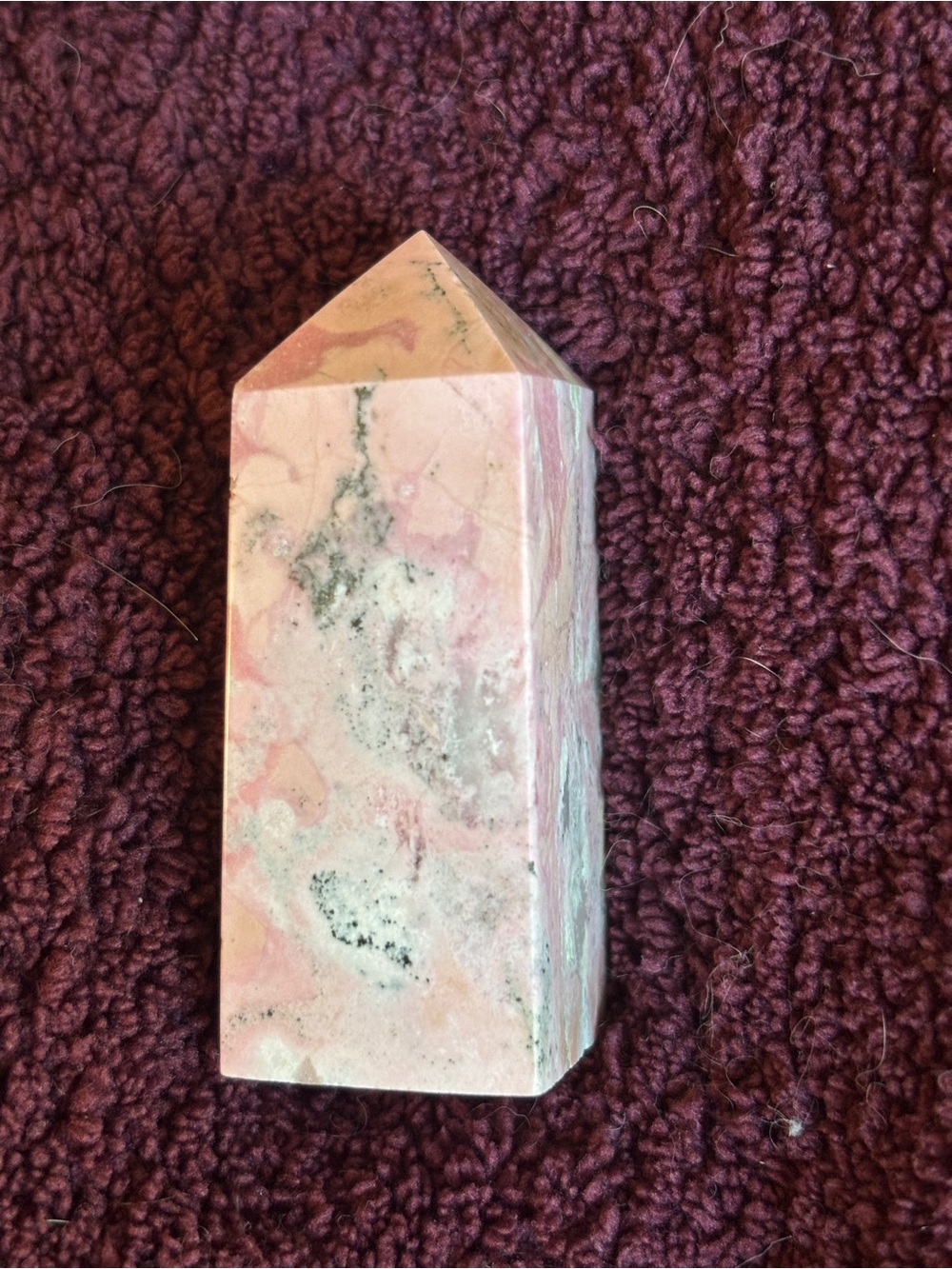 Light Pink Rhodonite Point Crystal Tower - Picture 5 of 7
